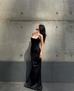 Elegant Black Sheath Prom Dress,Black Evening Gown Y4583